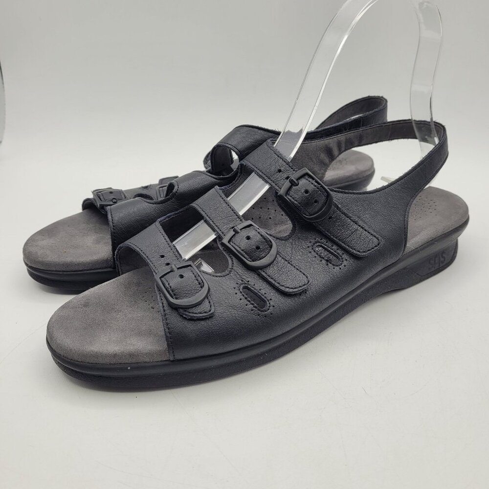SAS Trio II Sandals Tripad Comfort Black Leather USA Women's 9.5 N Narrow